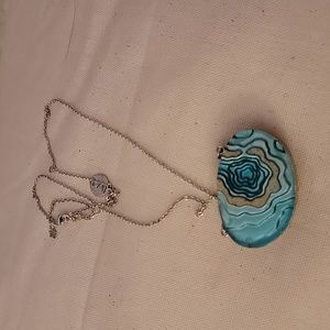 BOLDB AUSTRALIAN BLUE RESIN AND BEACH SAND FROM AUSTRALIA NECKLACE.